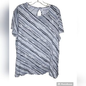 Roman's women's gray/black/white stripe short sleeve top size 18/20